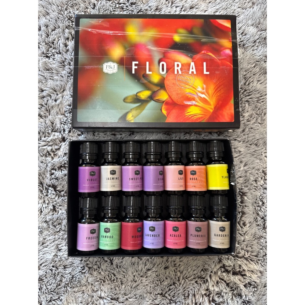 P&J Trading Floral Fragrance Oil Set 14 Premium Scented Oils 10ml Candle Making
